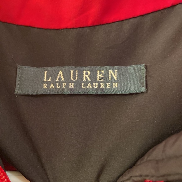 Lauren Ralph Lauren Quilted Vest Black Red Collar & Zipper Pockets WM SZ L - Picture 11 of 14